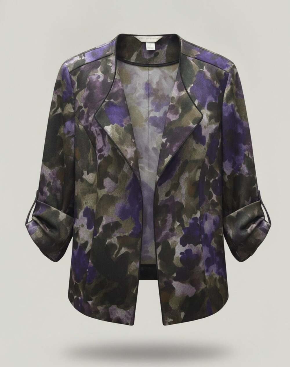 Christopher & Banks Open Front Jacket Size L Purple Floral Blazer